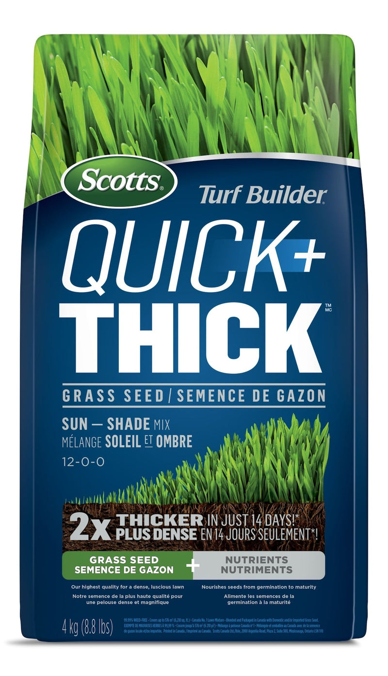 Scotts Turf Builder Quick + Thick Sun—Shade Grass Seed & Fertilizer Mix, 4-kg P4