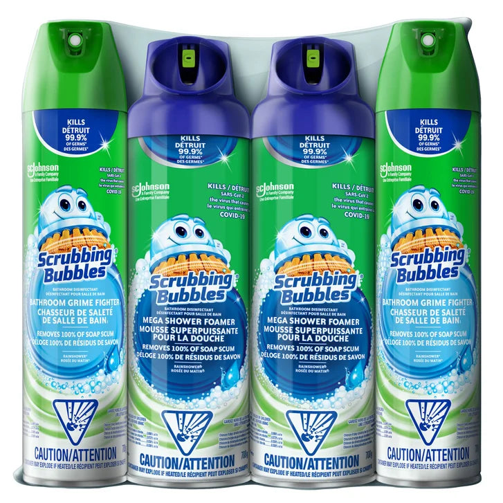 Scrubbing Bubbles Mega Shower Foamer and Bathroom Cleaner Aerosol Combo 4 x 708 g K5