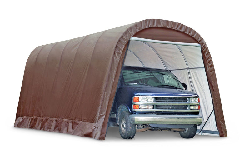 ShelterLogic Heavy Duty Waterproof Round Style Auto Shelter with UV Protection, 12x24x10-ft E1