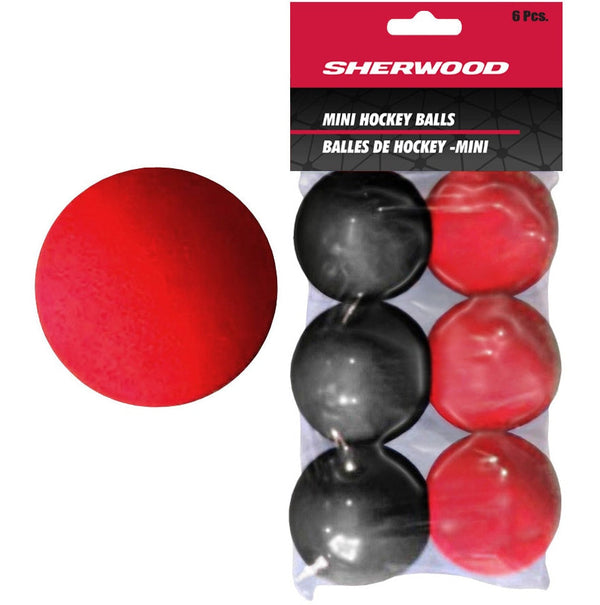 Sherwood Mini Foam Street Hockey Balls, Red & Black, 6-pk Q8