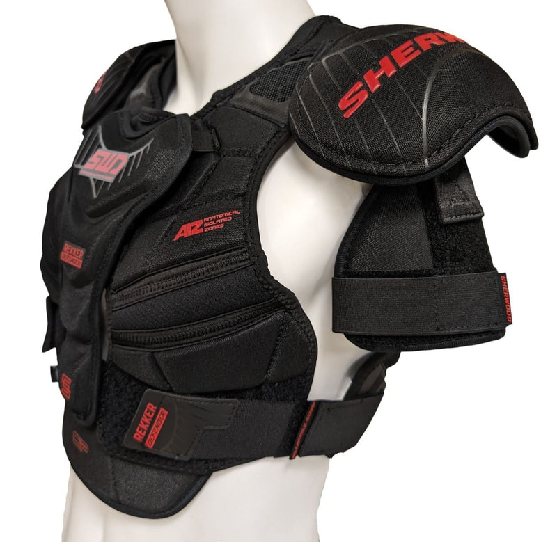 Sherwood Rekker SWD Defender Hockey Shoulder Pads, Women, Black/Red, Assorted Sizes E6