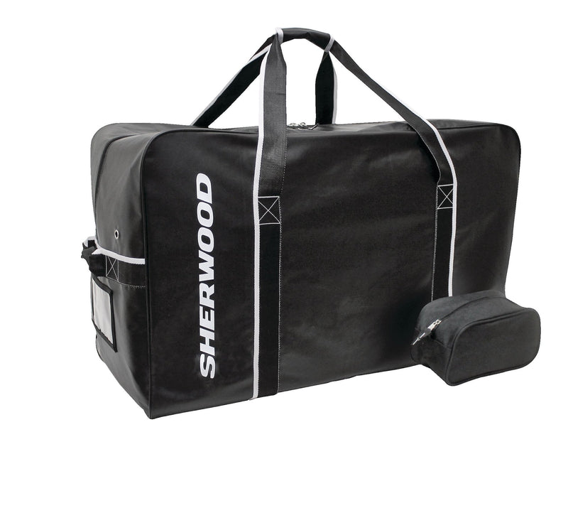 Sherwood Team Tarp Hockey Bag with Accessories/Toiletry Bag, Carry, Junior, Black, 30-in X0