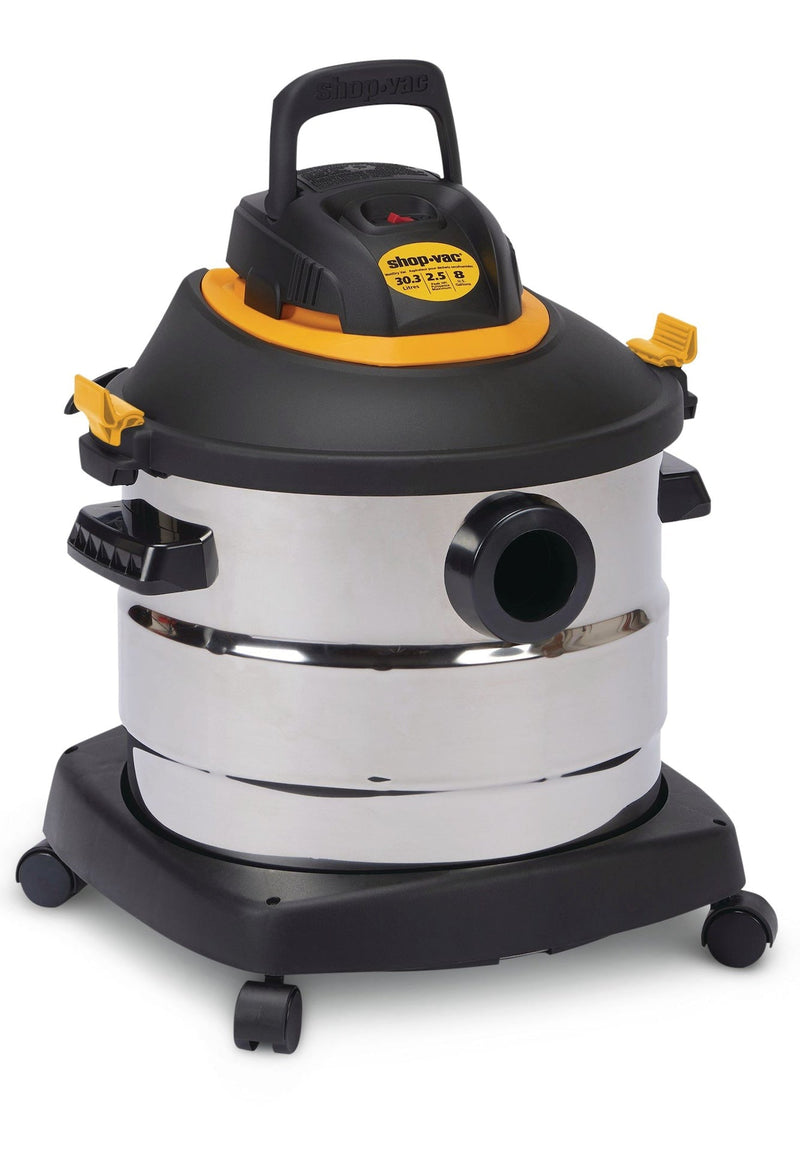 Shop-Vac 2031848 2.5 Peak HP Stainless Steel Wet/Dry Shop Vacuum with Hose and Accessories, 30-L W0