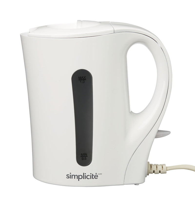 Simplicité Corded Electric Kettle with Auto Shut Off, White, 1-L D6