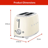 Smeg 50's Retro 2-Slice Toaster, Cream