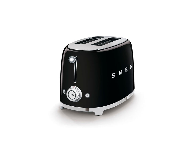 Smeg 50's Retro Style Wide Slot Pop Up Electric Toaster with 6 Settings, 2-Slice, Black M2