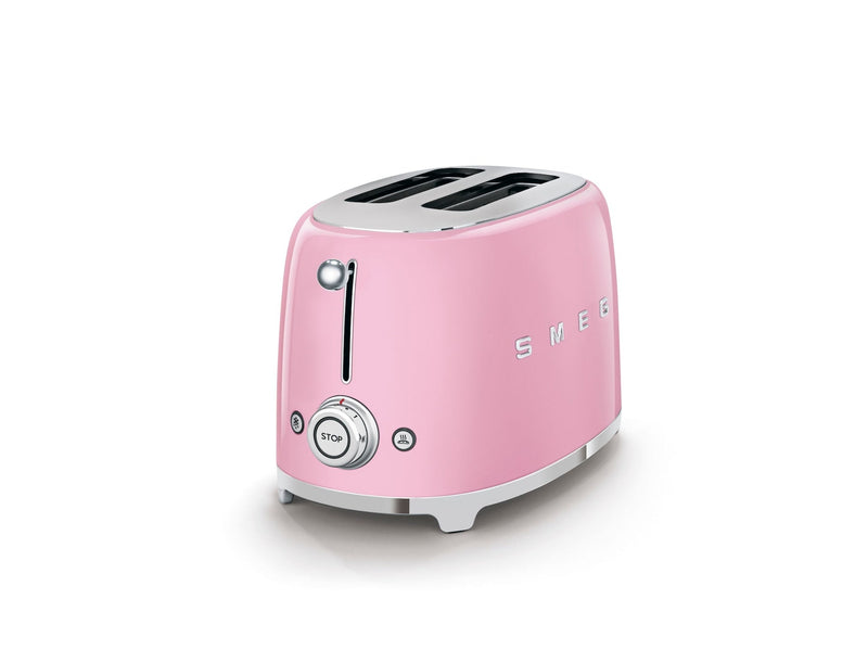 Smeg 50's Retro Style Wide Slot Pop Up Electric Toaster with 6 Settings, 2-Slice, Pink S1