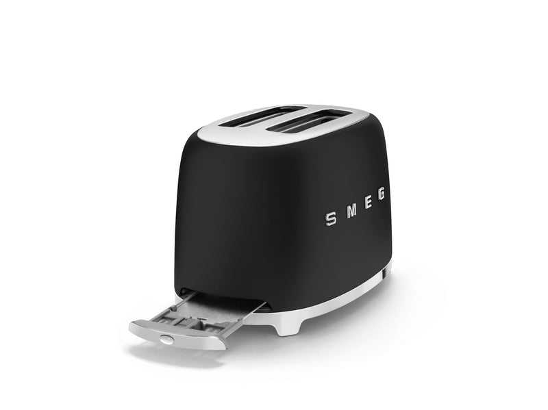 Smeg 50's Retro Style Wide Slot Pop Up Electric Toaster with 6 Settings, 2-Slices, Matte Black Z2