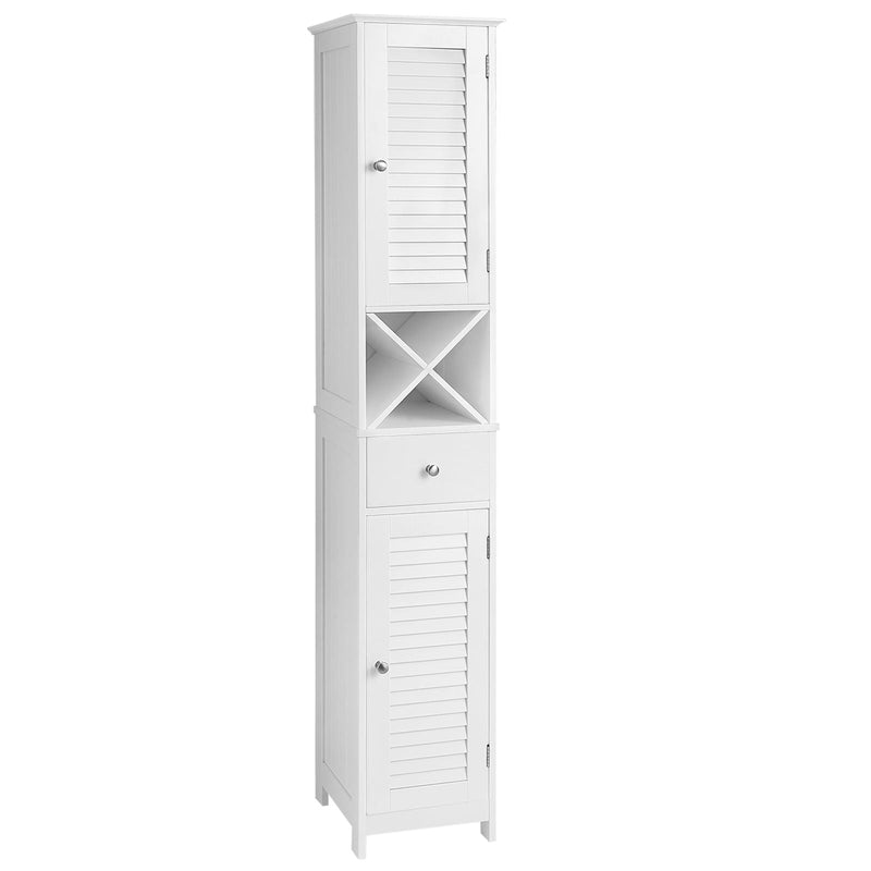 Songmics Home 1-Drawer White Storage Cabinet with Shutter Doors U7