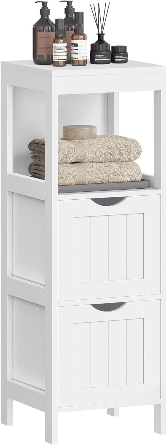 Songmics Home 2-Drawer White Cabinet with Open Shelf B3