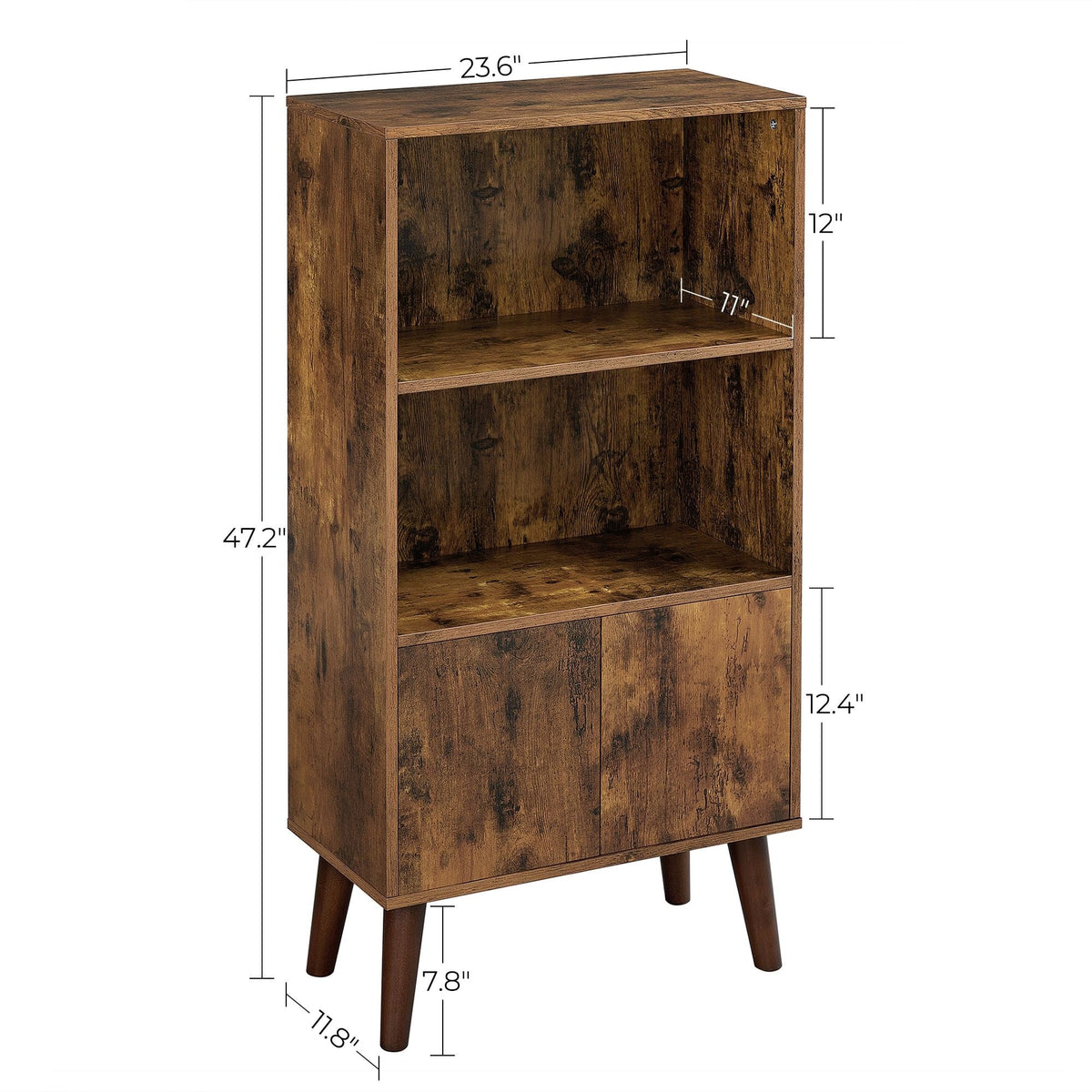 Songmics Home 3-Tier Rustic Brown Retro Cabinet with Steel Frame