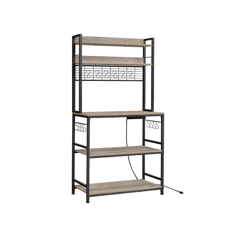 Songmics Home 5-Shelf Grey Baker's Rack with 4 AC Outlets U5