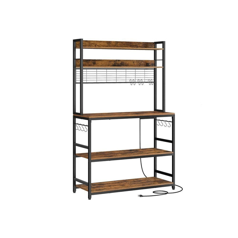 Songmics Home Rustic Brown Baker's Rack with 4 AC Outlets W5