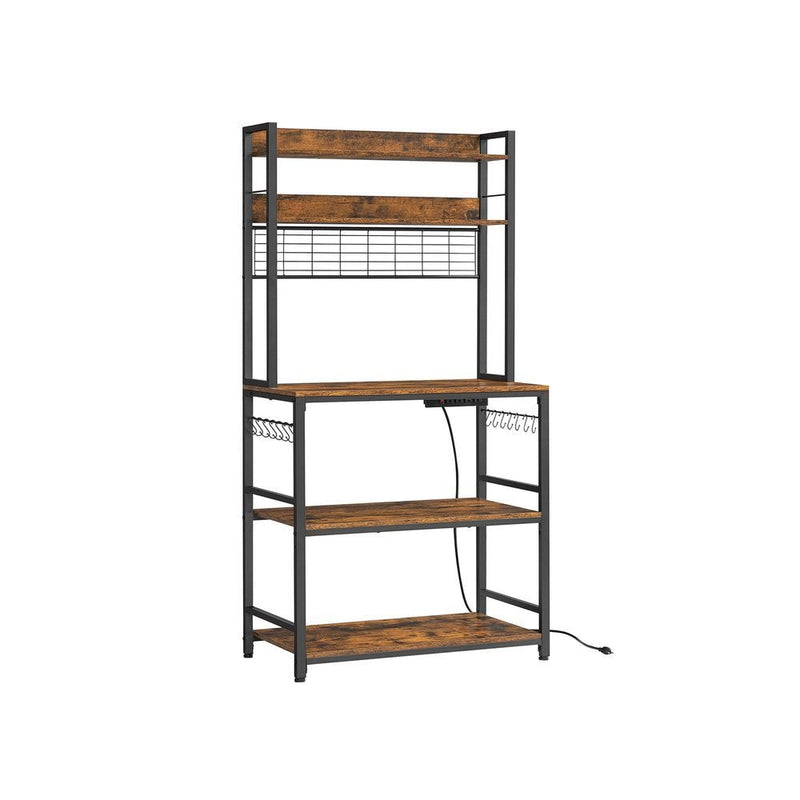 Songmics Home Rustic Brown Baker's Rack with Charging Station Y8