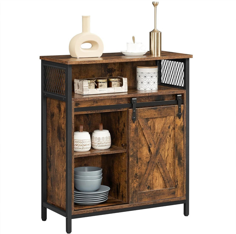 Songmics Home Rustic Brown Cabinet with Sliding Door S6