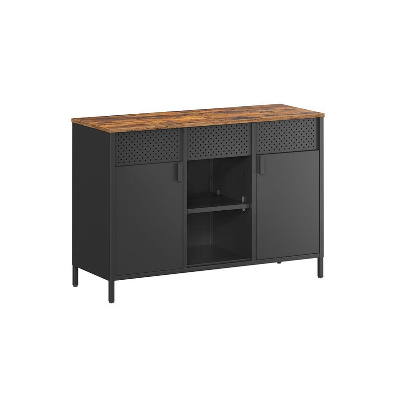 Songmics Home Rustic Brown/Black Metal Buffet Cabinet I2