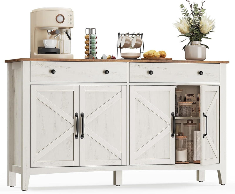 Songmics Home Rustic White/Honey Brown Buffet Cabinet P5