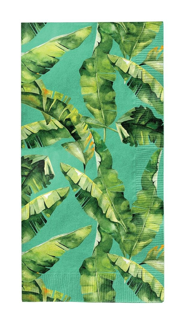Sophistiplate Palm Spring Rectangle Paper Disposable Guest Towel Napkins, Green, 8-in, 20-pk, 3-ply, for Summer Party U7