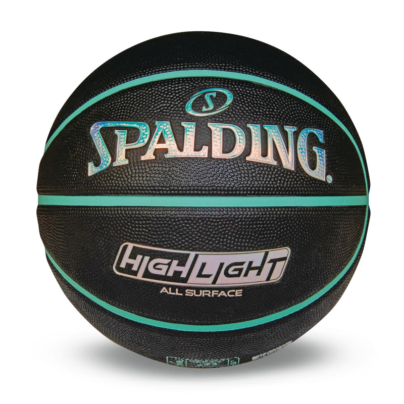 Spalding Highlight Foil Basketball, Black/Mint, Size 7 Q9