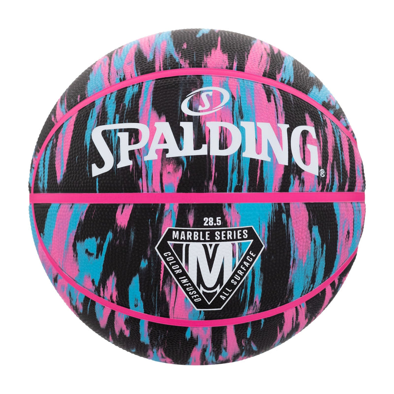 Spalding Marble Series 4Her Outdoor Rubber Basketball, Size 6 (28.5-in), Black/Pink, O2