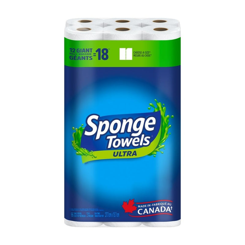 SpongeTowels Ultra Choose-A-Size Giant Roll Paper Towels, 2-ply, 12-pk M7