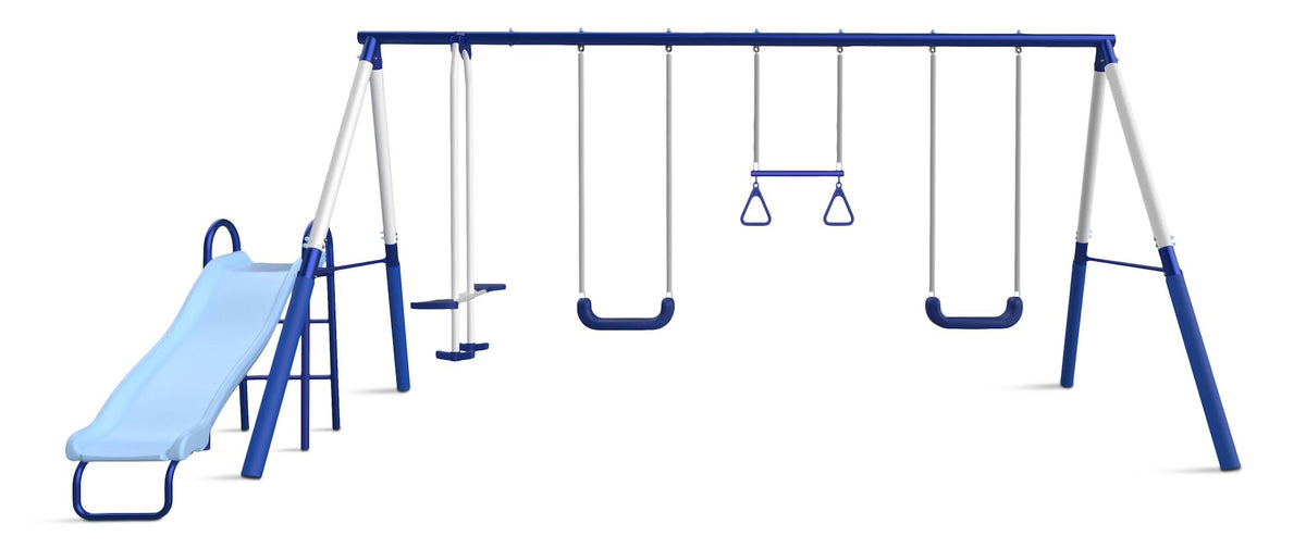 Sportspower Arcadia Star Kids' 5-Station Burst Metal Swing Set Combo with Slide