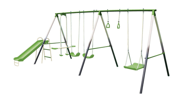 Sportspower Outdoor 7-Station Metal Swing Set Combo with 2 Swings, Trapeze & More, Ages 3+ U6