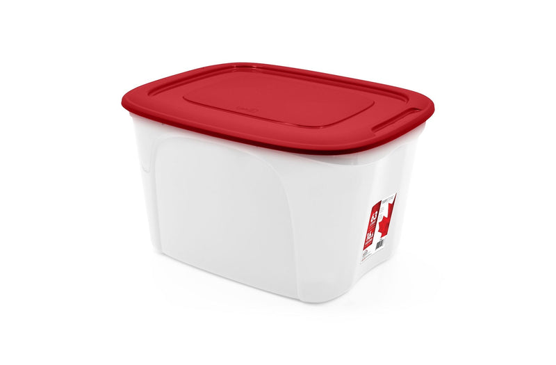 Stackable Storage Box with Lid, 63-L, Red/White, 63 Litre Storage Container K6