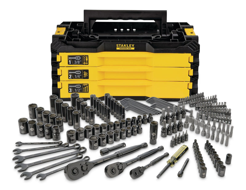 Stanley Professional Grade Black Chrome Socket Set, SAE/Metric, 203-pc F4