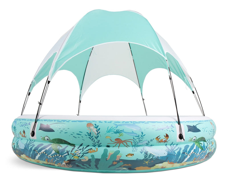 Stella & Finn Ocean Life Splash & Play Inflatable 2 Ring Canopy Pool, 86.6” x 86.6” x 64” F2