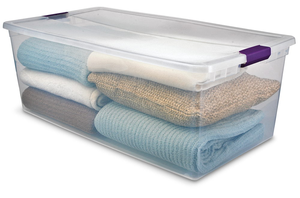 Sterilite ClearView Storage Box with Latched Lid, 104-L