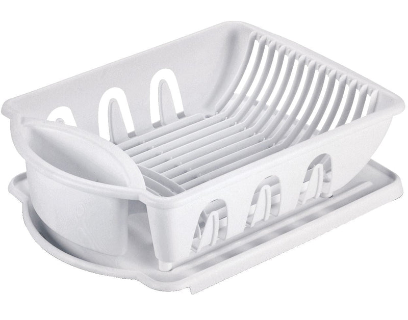 Sterilite Plastic Nesting Dish/Cutlery Drying Rack & Drainboard Tray For Kitchen, White I3