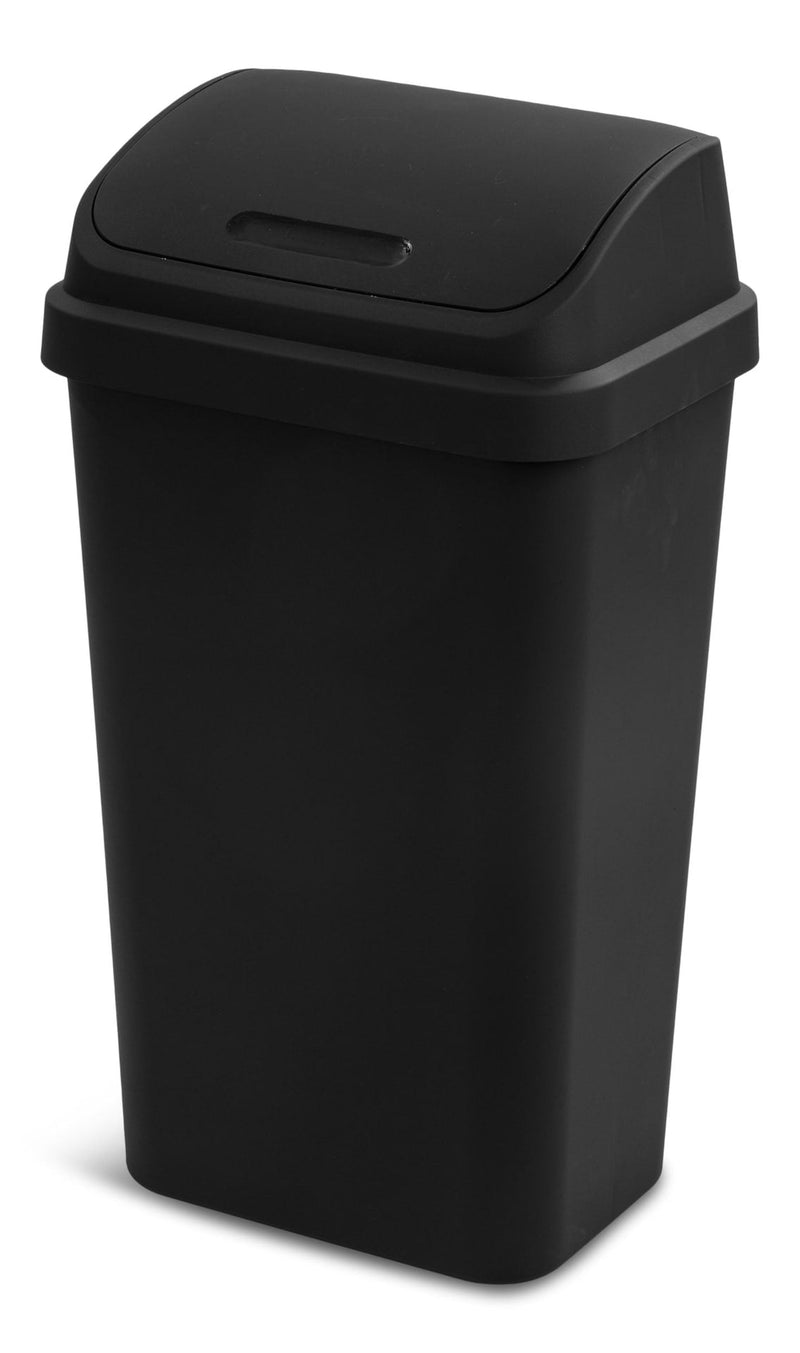 Sterilite Plastic Rectangular Swing Lid Garbage Can, Black, 49-L N0