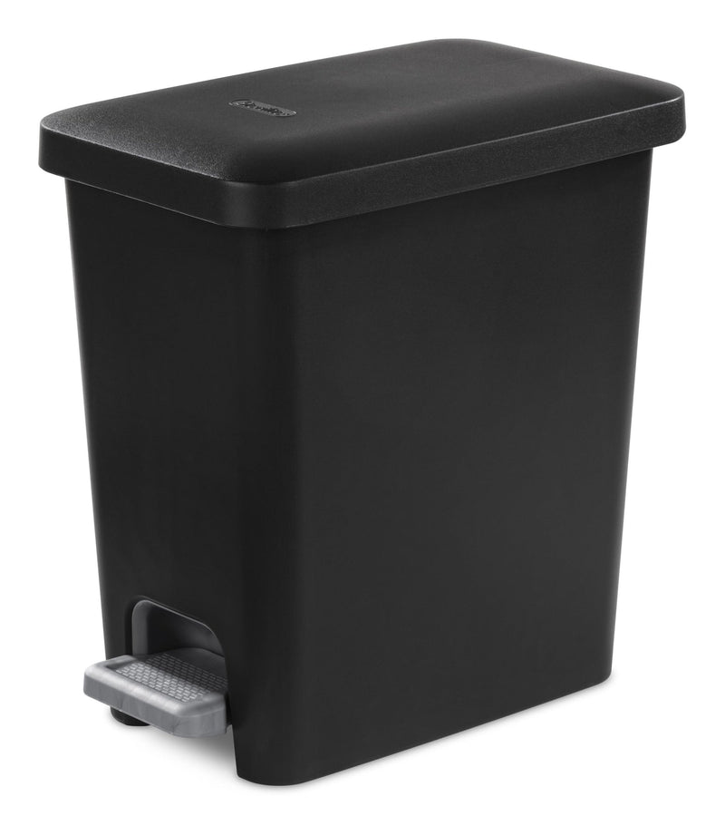 Sterilite Ultra Plastic Rectangular Step Garbage Can, Black, 10.2-L Y2
