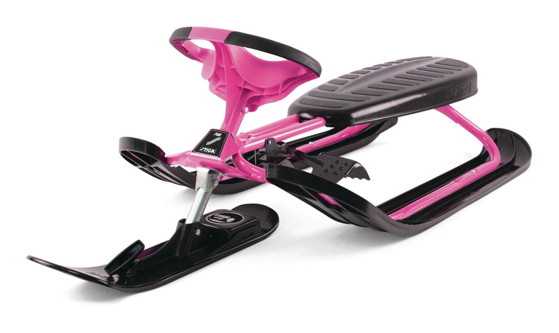 Stiga GT Racer Curve Kids' 1-Person Winter Snow Ski Sled with Steering Wheel & Brakes, Assorted Colours W8