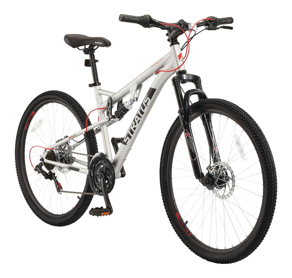 Stratus Parallax Dual-Suspension Mountain Bike, 27.5-in Wheel, Silver X1