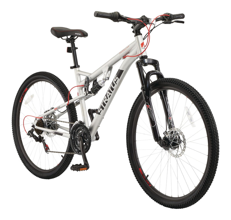 Stratus Parallax Dual-Suspension Mountain Bike, 27.5-in Wheel, Silver X1
