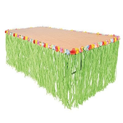 Summer Green Grass Hawaiian Table Skirt, 9-ft M6