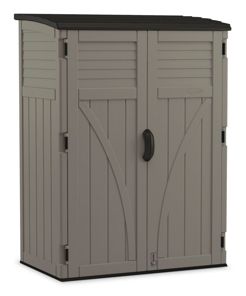Suncast Outdoor Vertical Storage Shed, Stoney Grey, 404-Gal O0