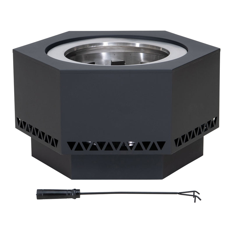 Sunjoy Lawrence Hexagonal Low Smoke Firepit, 28-in V2