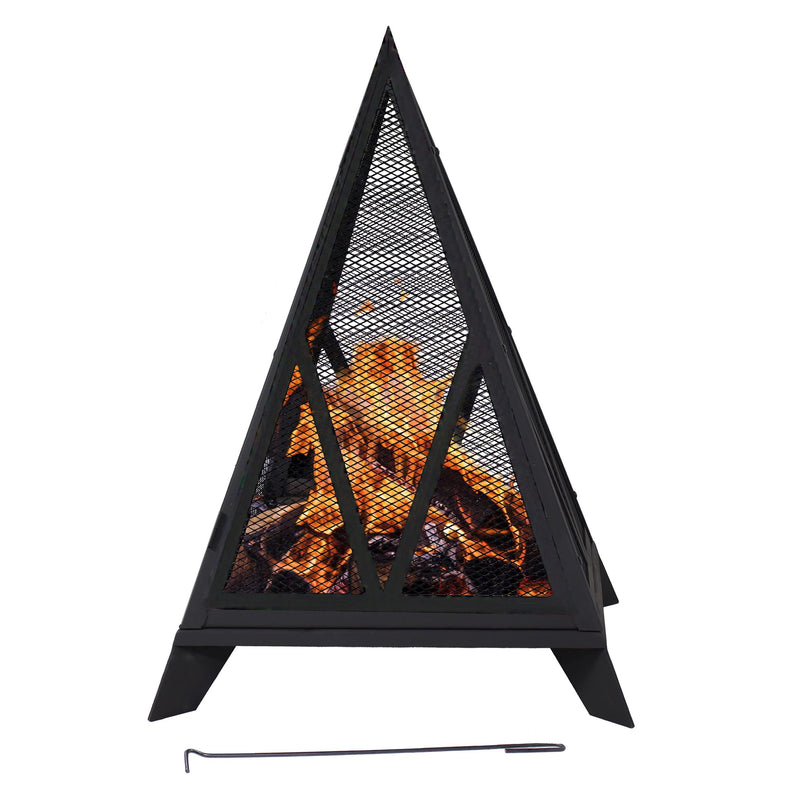 Sunnydaze Decor Majestic Pyramid Steel Fire Pit, Black X8