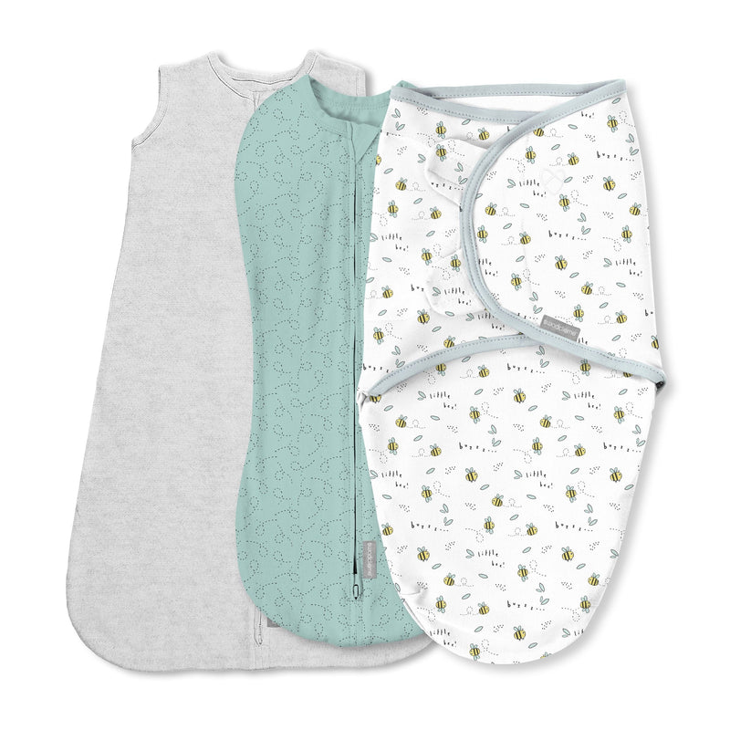 SwaddleMe Comfort Easy Change Swaddle, Little Bees, Small/Medium, 3-pk B9