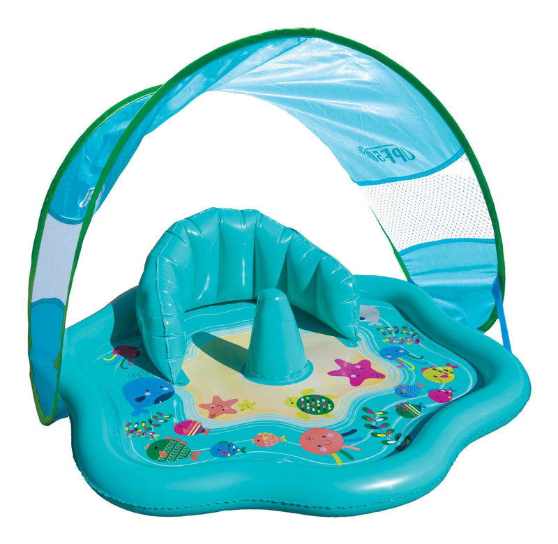 Swim School Inflatable Baby Splash Mat with Canopy, 28-in, Ages 6-18m W3