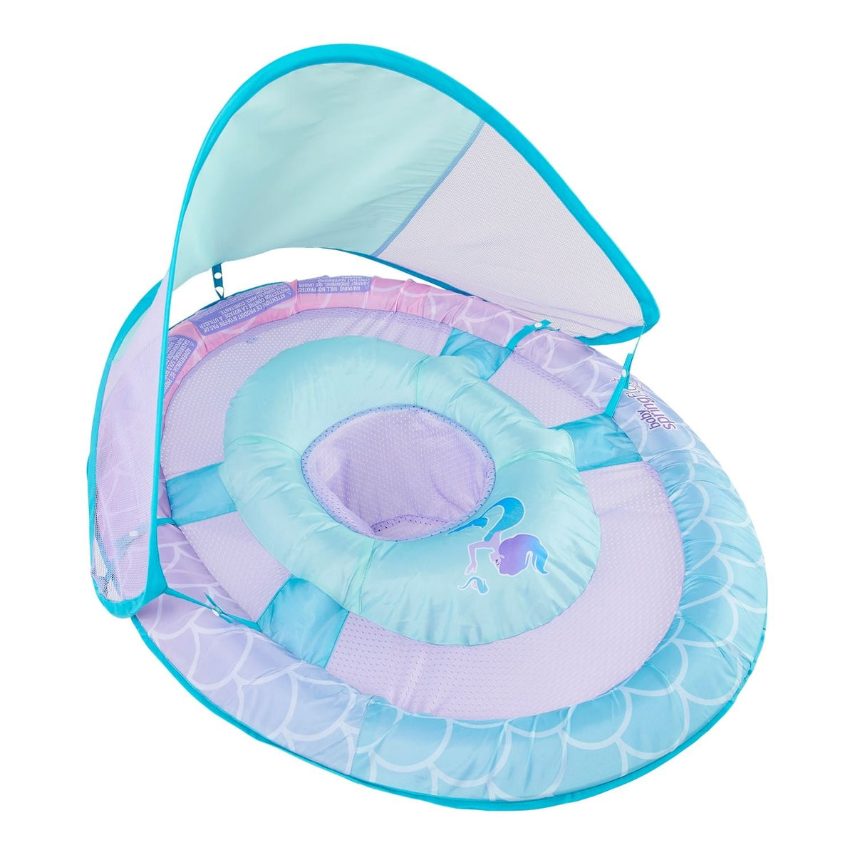 Swimways Baby Spring Pool/Water Float with Removable Sun Canopy, Mermaid Design, Ages 9-24m