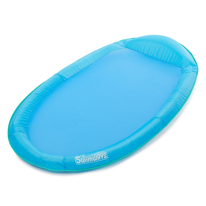 Swimways Inflatable Spring Float Pool Lounger, 66 x 40-in, Blue Z9
