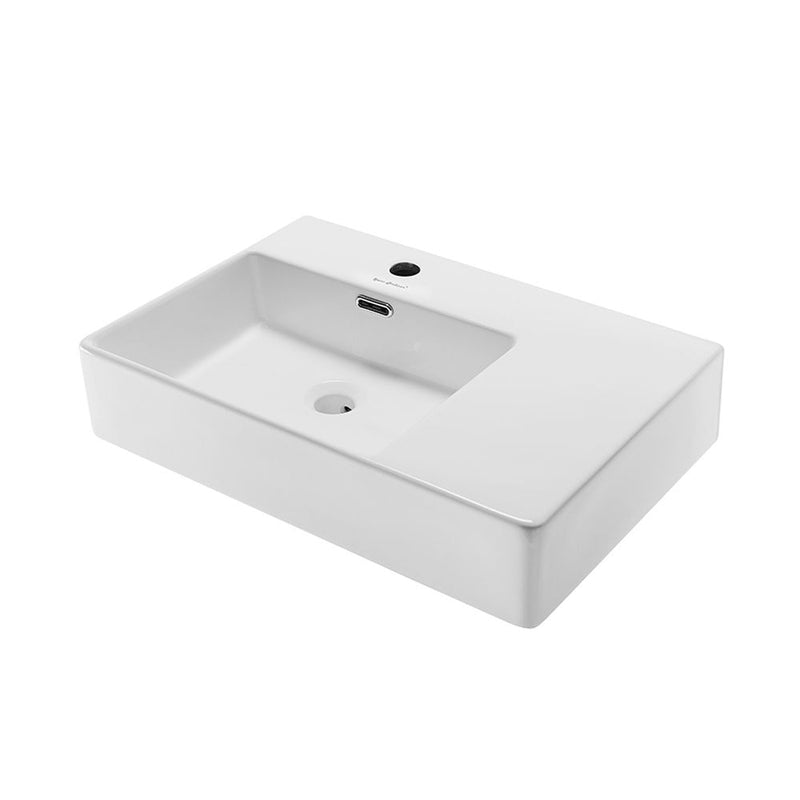 Swiss Madison St. Tropez Ceramic Wall Hung Sink with Left Side Faucet Mount, 24-in x 18-in L4