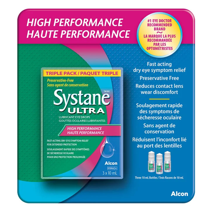 Systane Ultra Lubricant Eye Drops, Preservative Free, 3 x 10 mL Bottles A9