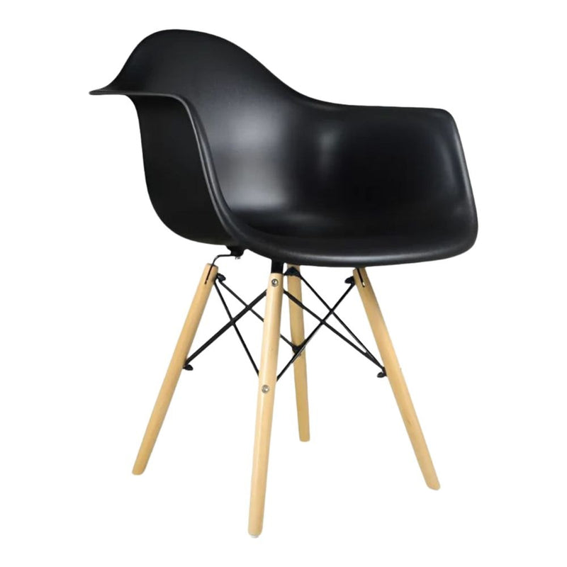 Take Me Home Black Plastic Bucket Armchair with Wood Legs W3