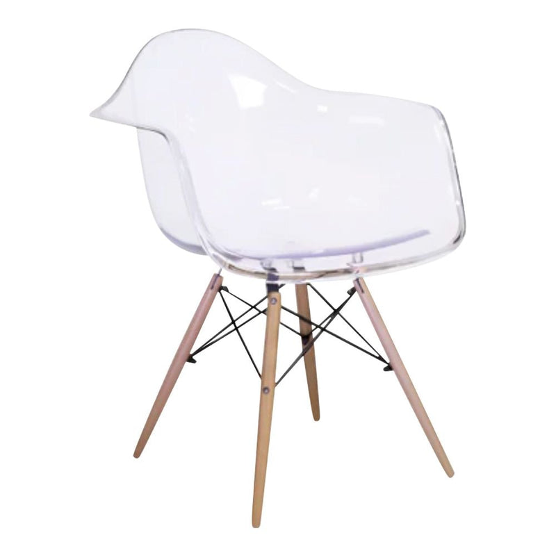 Take Me Home Clear Plastic Bucket Armchair with Wood Legs B1