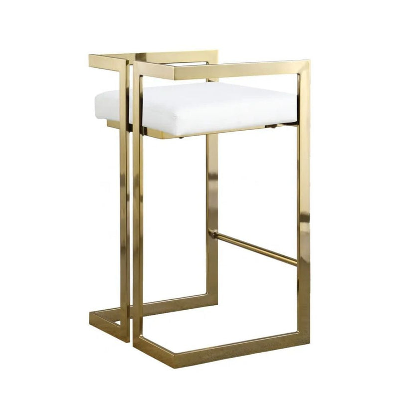 Take Me Home White Cushioned Harvey Stool with Gold Frame P6